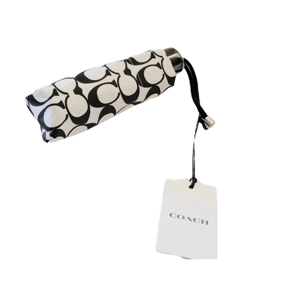 NWT  Coach Signature Mini Umbrella (COACH CP500) SILVER/CHALK MULTI - Picture 3 of 4